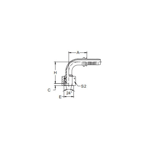 20591-90°Métrico Hembra 24°Cono O-Ring H.T.