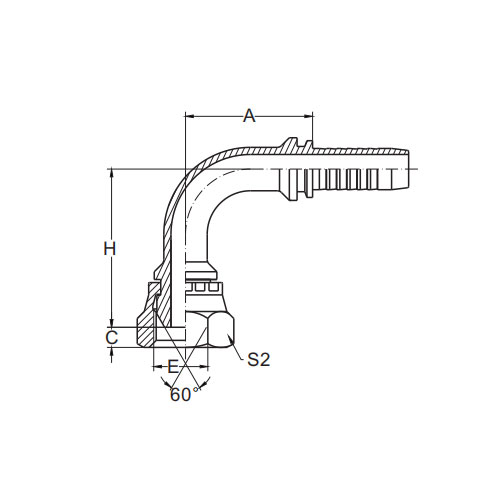 22691-Sello cónico hembra de 60° BSP de 90°
